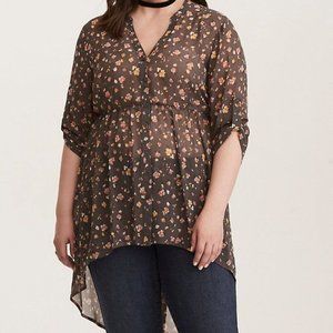 *Clearance* NWT Torrid Chiffon Babydoll Hi Lo Tunic Top Plus Size 2X